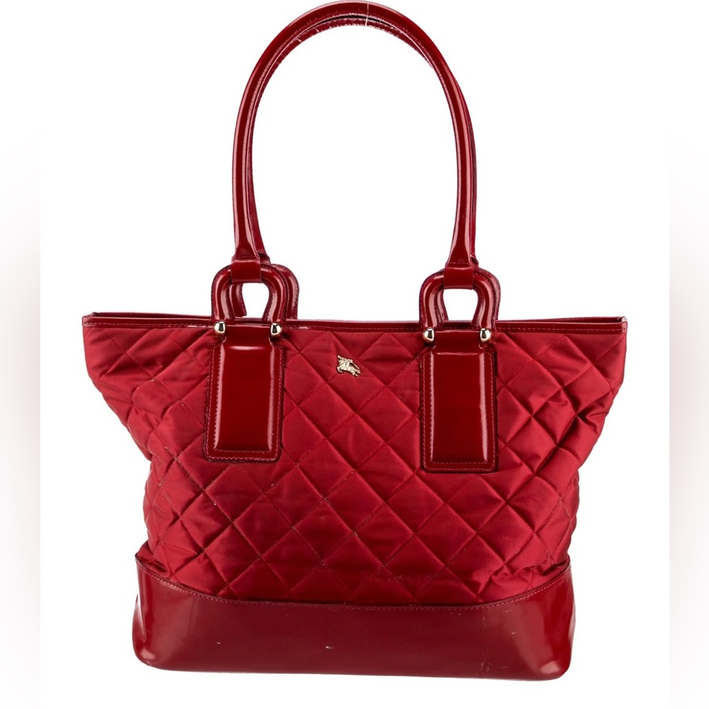 Burberry Red Quilted Tote Bag